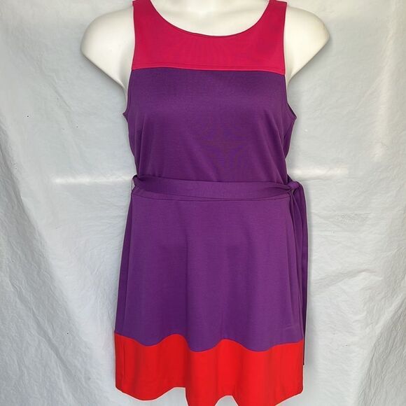 ELLE sleeveless color block knee dress size 12 EXCELLENT - Picture 9 of 10